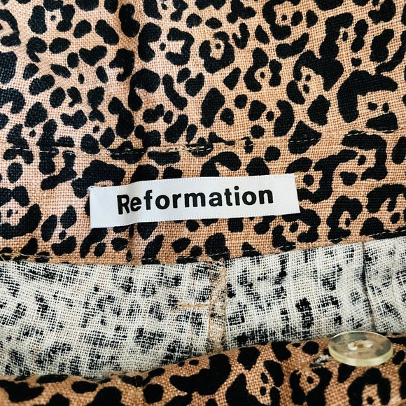 SOLD OUT Reformation leopard linen pants size 0 XS S - Picture 2 of 3
